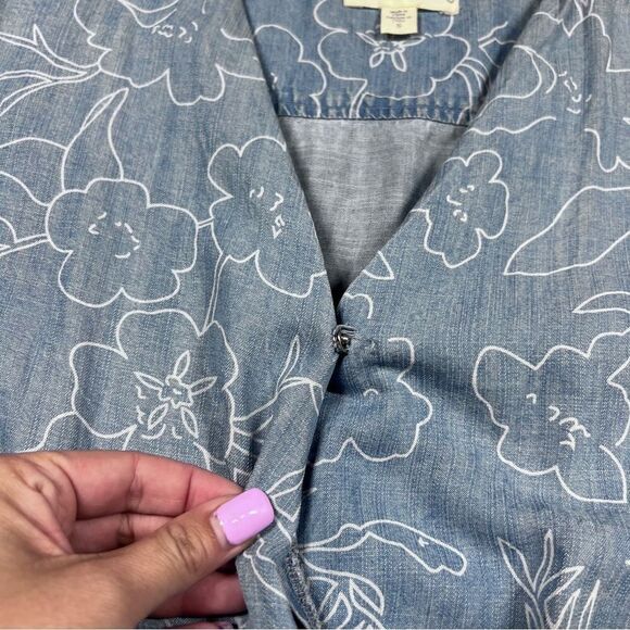 Cloth & Stone Anthropologie Women's Size S Chambray Elastic Waist Romper Blue - Picture 6 of 8